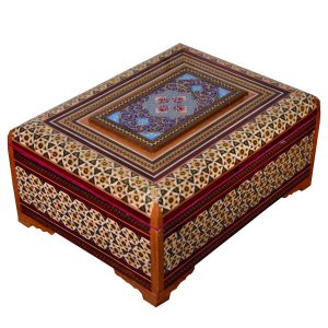 Handgemaakte Houten Sieradendoos met Perzisch Khatam Design – Mahour
