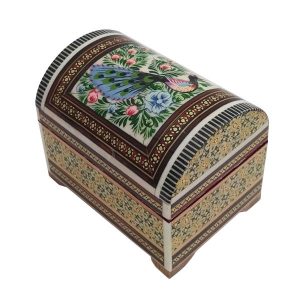 Handgemaakte Houten Sieradendoos met Perzisch Khatam Design – Tavoos
