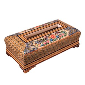Handgemaakte Perzische Houten Tissue Box Cover – Khatamkari Ahoura