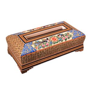 Handgemaakte Perzische Houten Tissue Box Cover – Khatamkari Alma