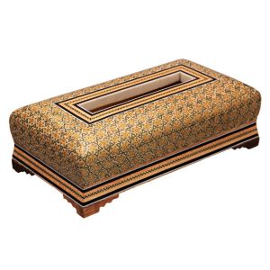 Handgemaakte Perzische Houten Tissue Box Cover – Khatamkari Arad