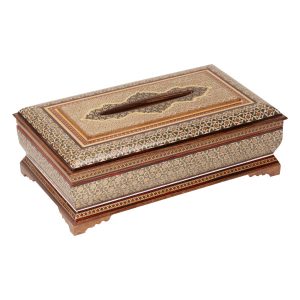 Handgemaakte Perzische Houten Tissue Box Cover – Khatamkari Hamid