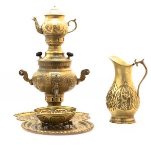 Perzische koperen samovar decoratieve houtskool theemaker Floral Motifs 2-Liter