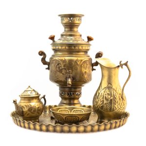 Perzische koperen samovar decoratieve houtskool theemaker Floral Motifs 3-Liter