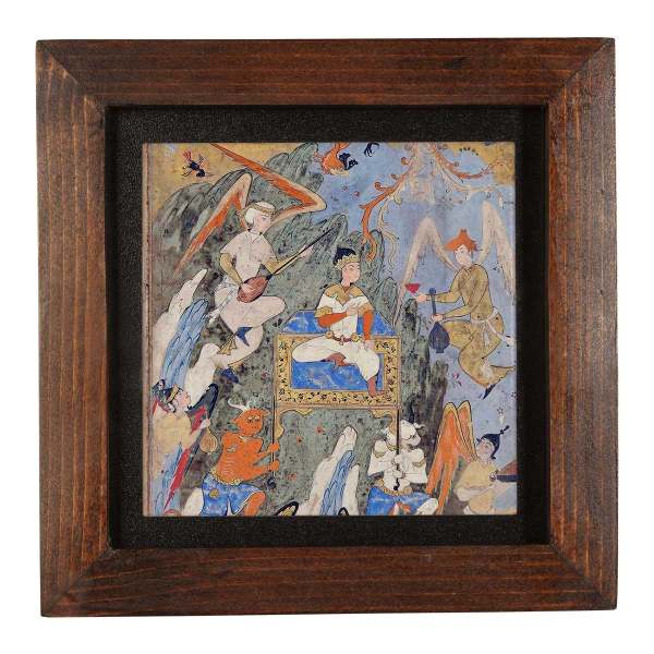 Decoratieve Perzische Ingelijste Tegel – Shahnameh Geïnspireerd Patroon: Demonen