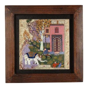 Decoratieve Perzische Ingelijste Tegel – Shahnameh Geïnspireerd Patroon: Farahani