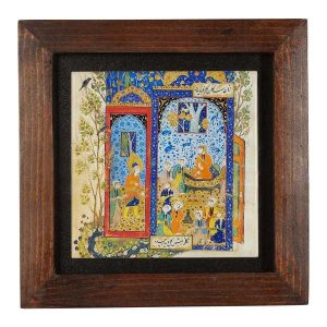 Decoratieve Perzische Ingelijste Tegel – Shahnameh Geïnspireerd Patroon: Golzari