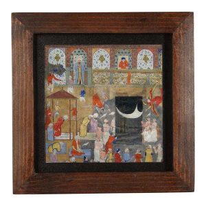 Decoratieve Perzische Ingelijste Tegel – Shahnameh Geïnspireerd Patroon: Mensen