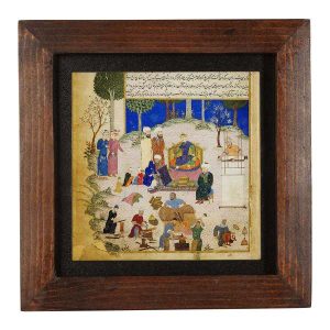 Decoratieve Perzische Ingelijste Tegel – Shahnameh Geïnspireerd Patroon: Shahan