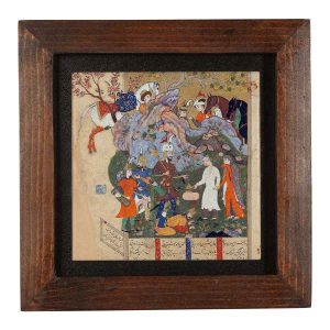 Decoratieve Perzische Ingelijste Tegel – Shahnameh Geïnspireerd Patroon: Tanin