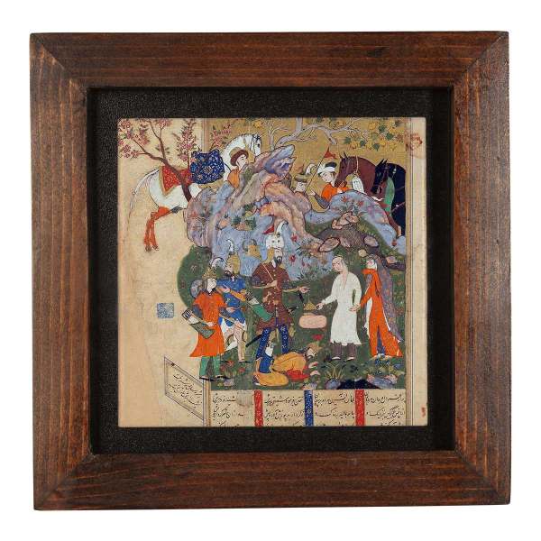 Decoratieve Perzische Ingelijste Tegel – Shahnameh Geïnspireerd Patroon: Tanin