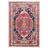 Handgeknoopt Perzisch Hamadan Tapijt (Bloemenmedaillon) - Marineblauwe Wol