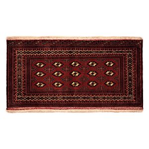 Handgeknoopt Perzisch Khorasan Tribaal Tapijt (Bukhara Design) – Donkerrode Wol