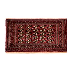 Handgeknoopt Perzisch Khorasan Kheshti Tapijt (Bukhara Design) – Rode Wol