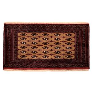 Handgeknoopt Perzisch Khorasan Tribaal Tapijt (Bukhara Design) – Crème & Rode Wol