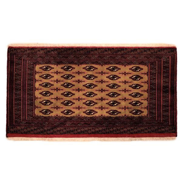 Handgeknoopt Perzisch Khorasan Tribaal Tapijt (Bukhara Design) – Crème & Rode Wol