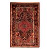 Handgeknoopt Perzisch Hamadan Bisheh Tapijt (Geometrisch Medaillon) - Rode Wol
