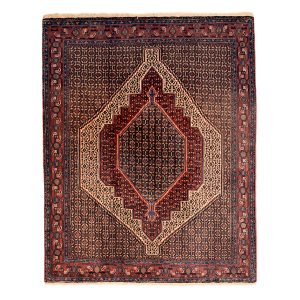 Handgeknoopt Perzisch Kurdistan Tapijt (Mahi / Herati Patroon) – Bruine Wol