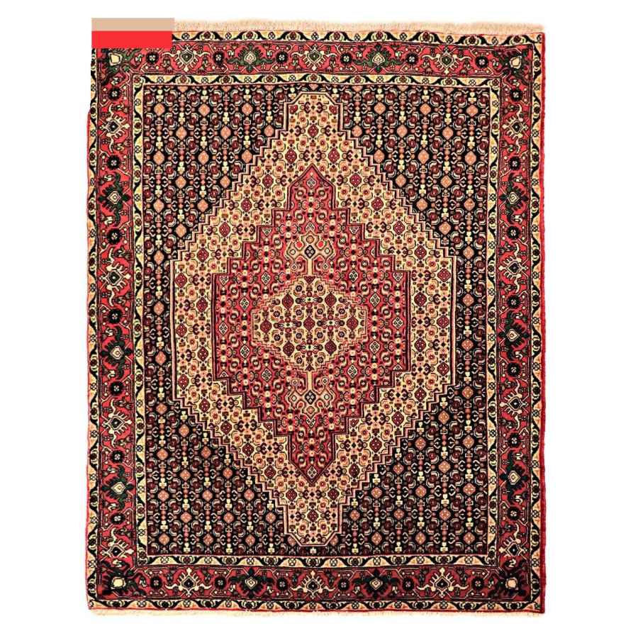 Handgeknoopt Perzisch Kurdistan Forest Tapijt (Mahi / Herati Medaillon) – Bruine Wol