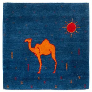Perzisch Gabbeh wollen tapijt handgeweven met dierenmotieven Camel