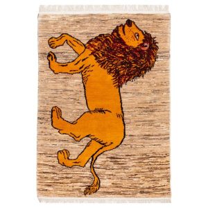Perzisch Gabbeh wollen tapijt handgeweven met dierenmotieven Golden Lion