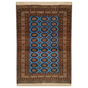 Handgeknoopt Perzisch Turkmen Dalan Tapijt (Bukhara Design) – Bruine Wol