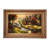 Handgeknoopte Perzische Picturale Tapis uit Tabriz Afbeeldend Dorp