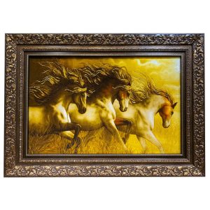 Handgeknoopte Perzische Picturale Tapis uit Tabriz Afbeeldend Gouden Paard