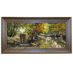Handgeknoopte Perzische Picturale Tapis uit Tabriz Afbeeldend Payiz
