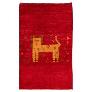 Perzisch Gabbeh wollen tapijt handgeweven met dierenmotieven Cat III