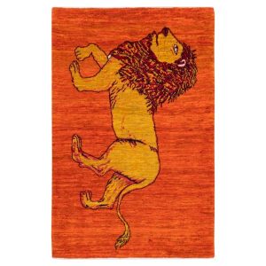 Perzisch Gabbeh wollen tapijt handgeweven met dierenmotieven Lion II