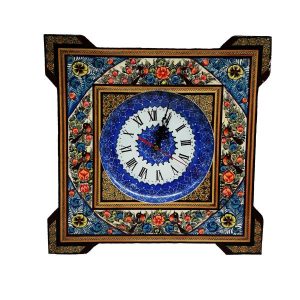 Handgemaakte Perzische Houten Wandklok – Inlegwerk Kunst, Rima