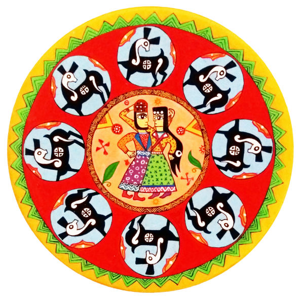 Decoratief Keramisch Bord Handbeschilderde Rajasthani II
