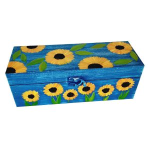 Houten Doos voor Cadeaus met Artistiek Patroon Zonnebloem