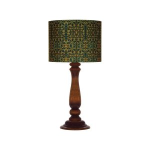 Traditionele houten tafellamp met Perzisch geïnspireerde lampenkap Almasi