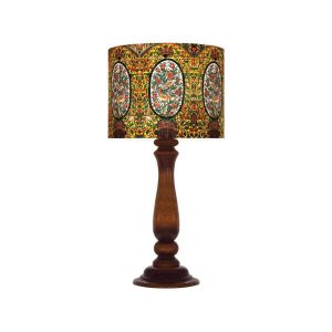 Traditionele houten tafellamp met Perzisch geïnspireerde lampenkap Arami