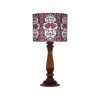 Traditionele houten tafellamp met Perzisch geïnspireerde lampenkap (Blauw)