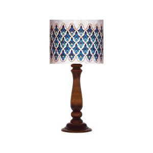 Traditionele houten tafellamp met Perzisch geïnspireerde lampenkap Iblue