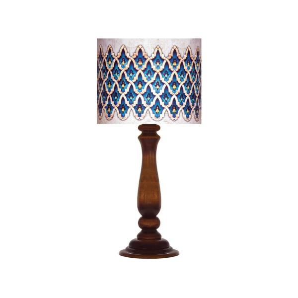 Traditionele houten tafellamp met Perzisch geïnspireerde lampenkap Iblue