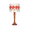 Traditionele houten tafellamp met bloemenlampenkap