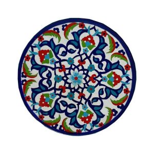 Decoratief Keramisch Bord Handbeschilderde Blauwe Bloem