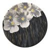 Decoratief Keramisch Bord Handbeschilderde Witte Bloemen & Donkergrijs