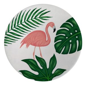 Decoratief Keramisch Bord Handbeschilderde Roze Flamingo