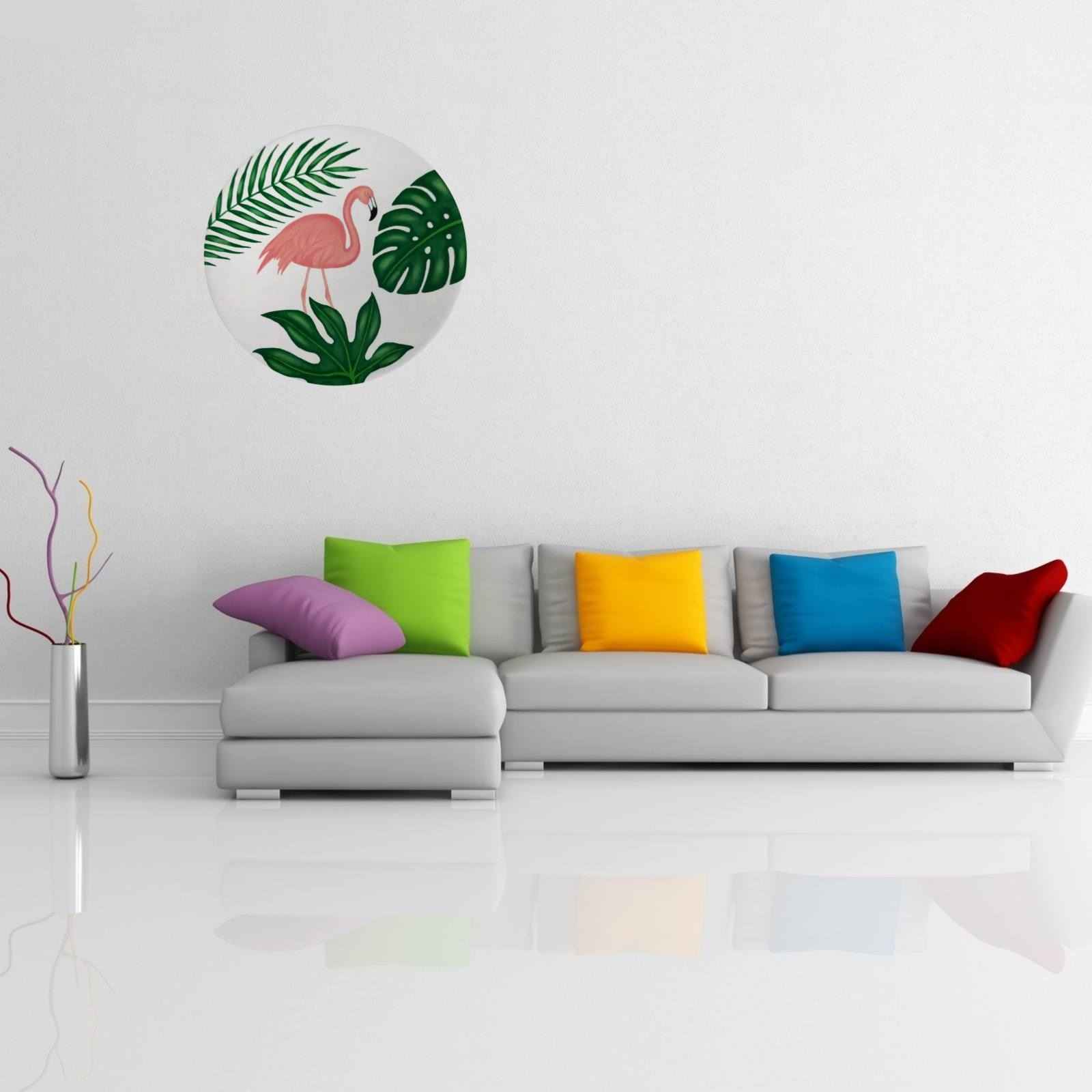 Decoratief Keramisch Bord Handbeschilderde Roze Flamingo