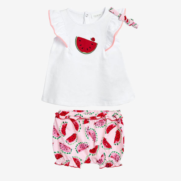 Set van 3 Stuks Pasgeboren Babykleding – Watermeloen Design