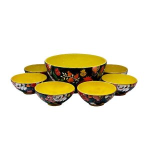 Handgemaakte Keramische Kom – Granaatappel (Set van 7)
