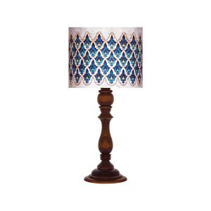 Traditionele Houten Tafellamp met Perzisch Geïnspireerde Lampenkap Ahoura