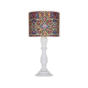 Traditionele Houten Tafellamp met Perzisch Geïnspireerde Lampenkap Dalan