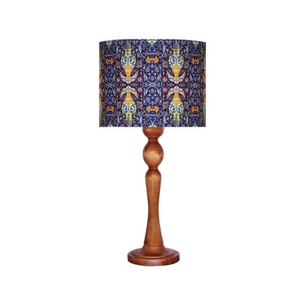 Traditionele Houten Tafellamp met Perzisch Geïnspireerde Lampenkap Kabiri (Variant)
