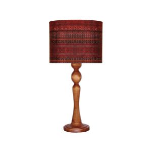 Traditionele Houten Tafellamp met Perzisch Geïnspireerde Lampenkap Mahsa